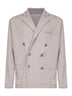 Beige cashmere knit blazer-style cardigan