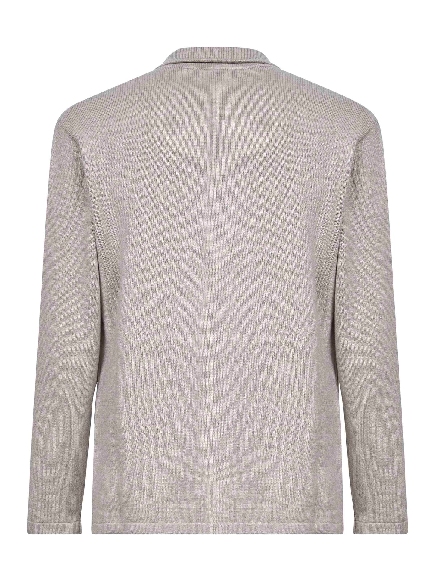 Beige cashmere knit blazer-style cardigan