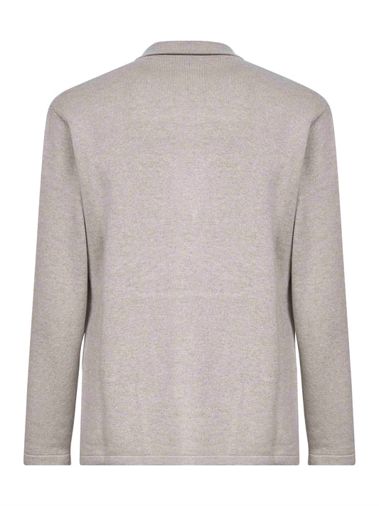 Beige cashmere knit blazer-style cardigan