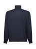 Blue cashmere and silk knit lightweight turtleneck sweater