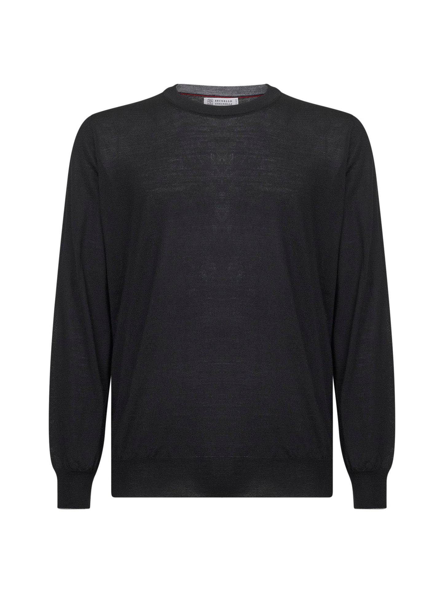 Black wool and cashmere patches crewneck sweater