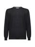Black wool and cashmere patches crewneck sweater
