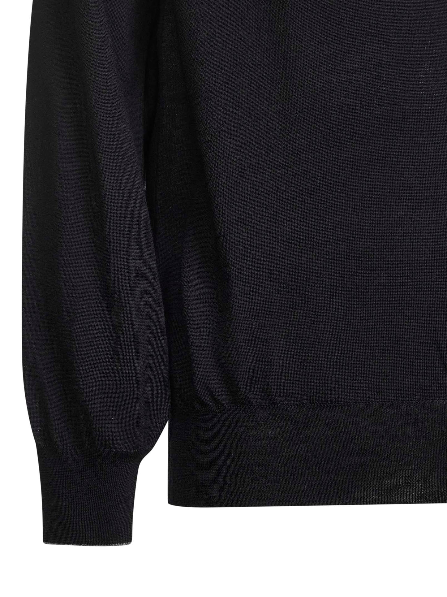 Black wool and cashmere patches crewneck sweater