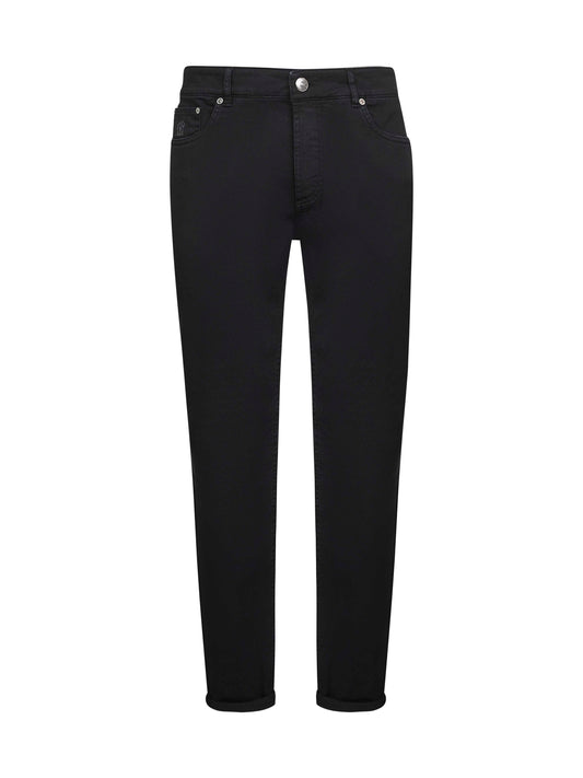 Jeans traditional fit in denim tinto capo nero