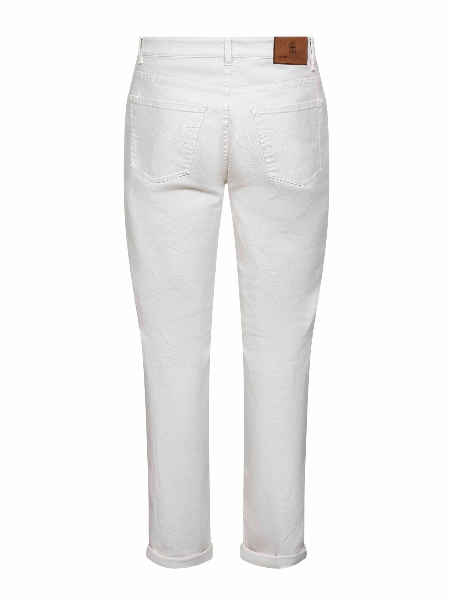 Ecru garment-dyed denim traditional fit jeans