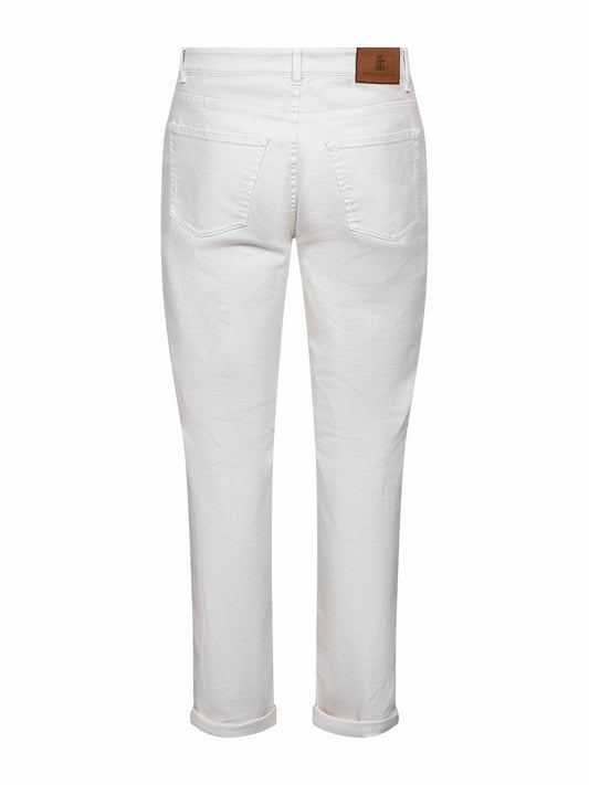 Ecru garment-dyed denim traditional fit jeans