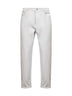 Grey garment-dyed comfort denim iconic fit trousers