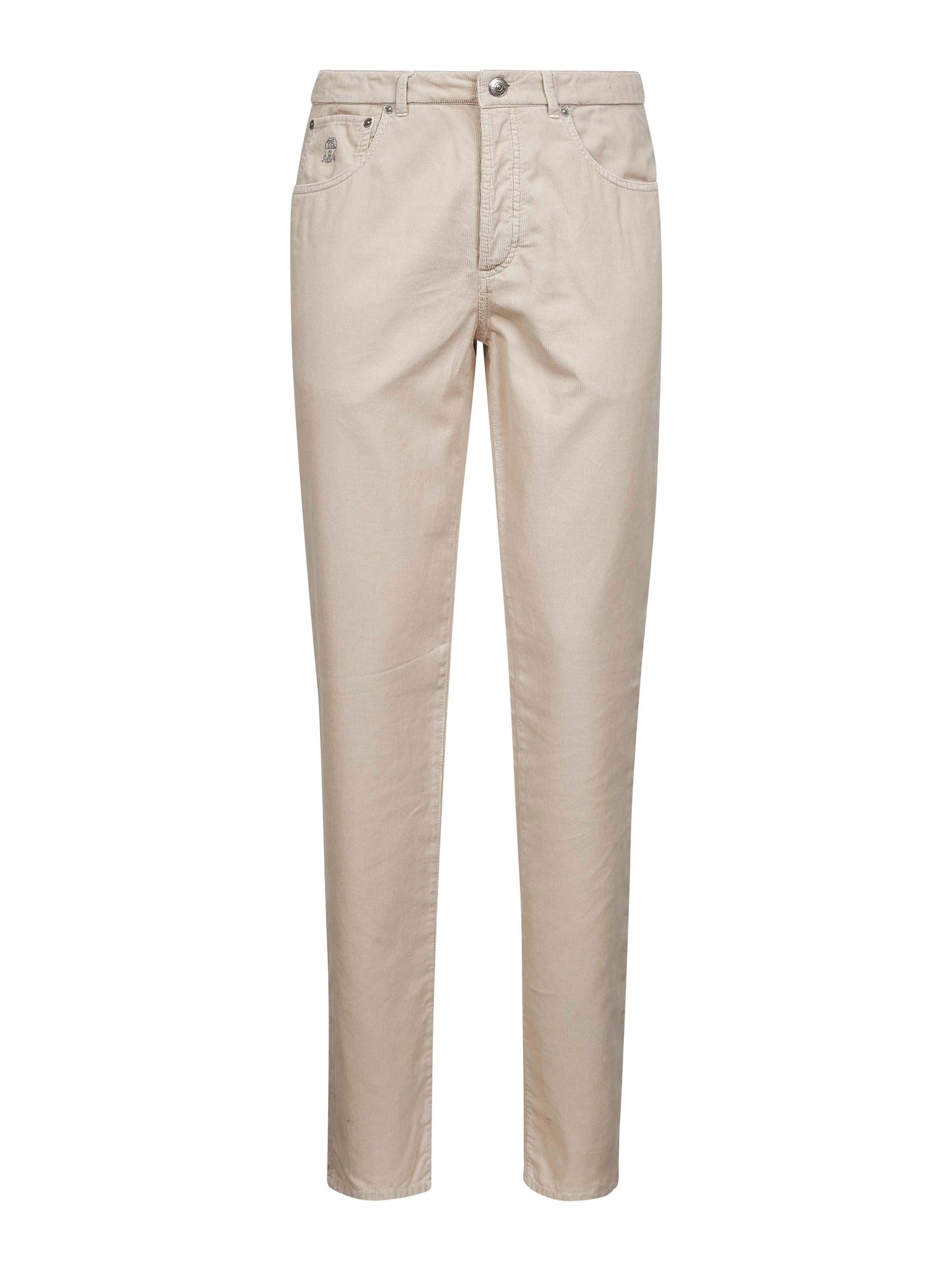 Pantaloni italian fit in velluto a costine beige