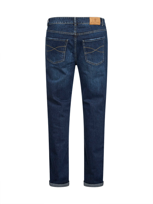 Blue comfort cotton denim traditional fit jeans