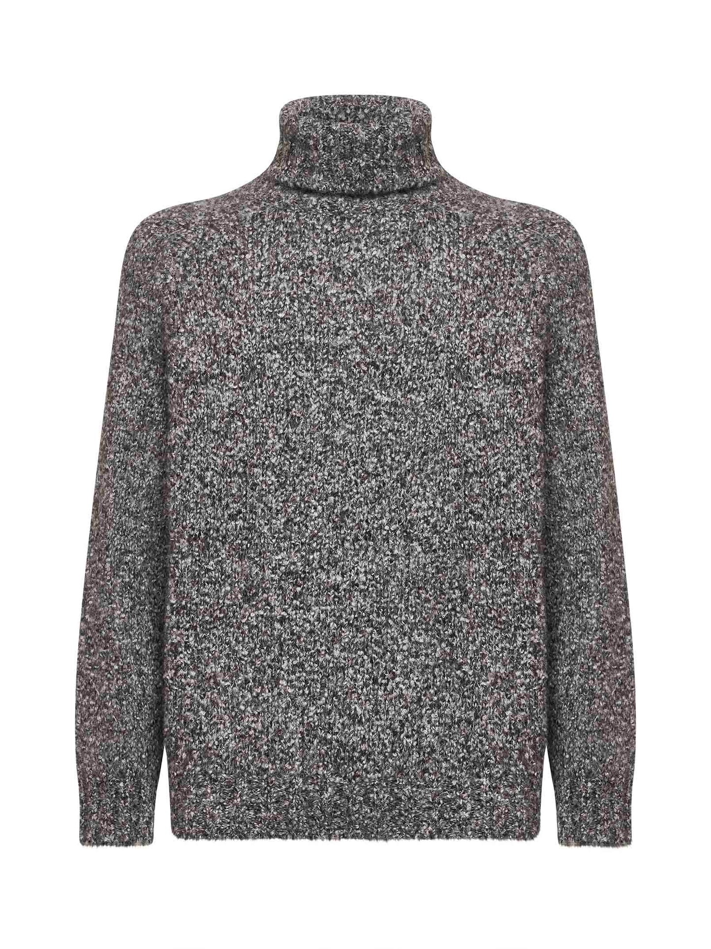Grey flecked knit turtleneck sweater