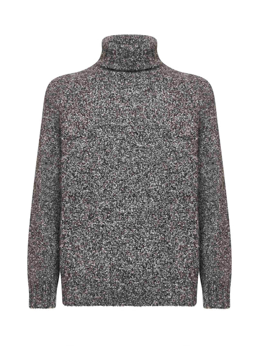 Grey flecked knit turtleneck sweater