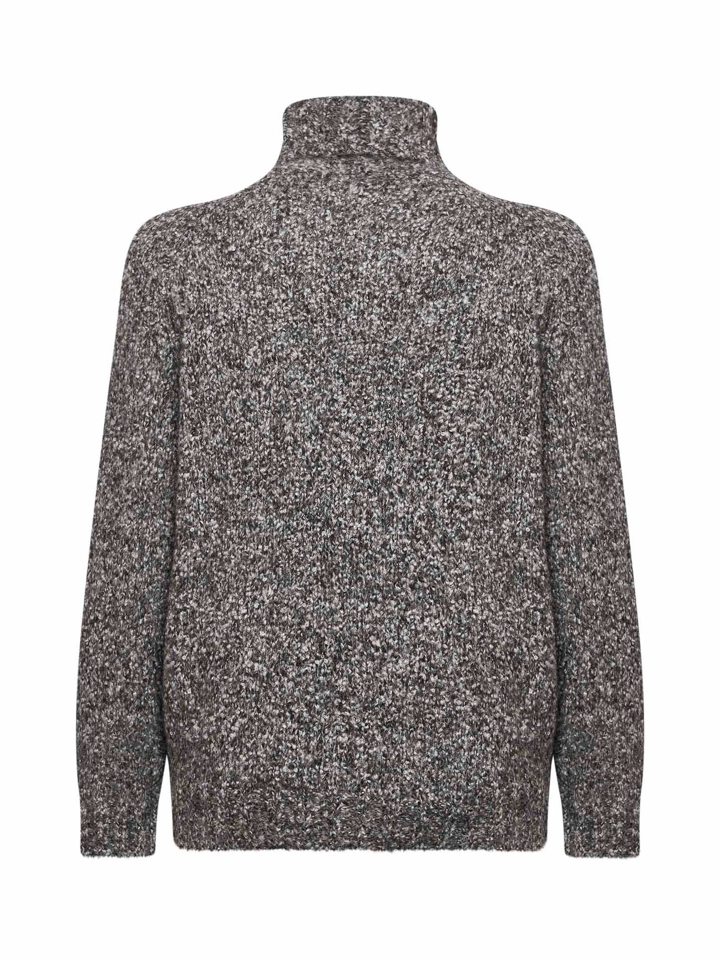 Grey flecked knit turtleneck sweater