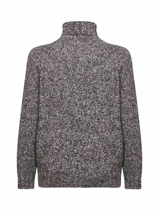Grey flecked knit turtleneck sweater