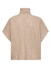 Beige openwork rib cashmere Feather turtleneck sweater