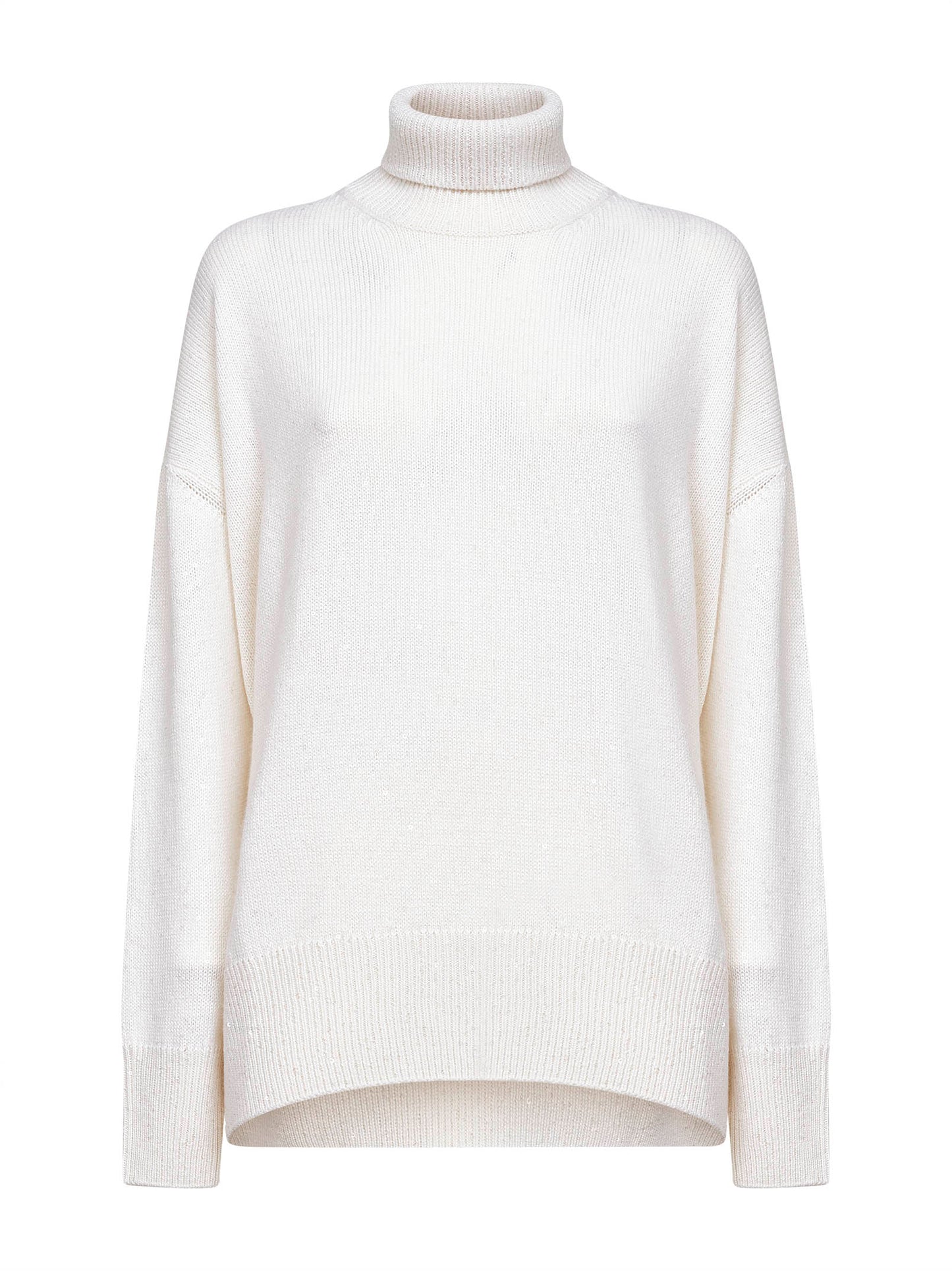 Ivory Diamante cashmere and silk turtleneck sweater