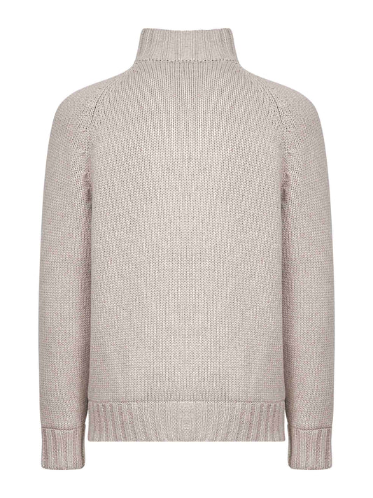 Beige cashmere knit padded jacket