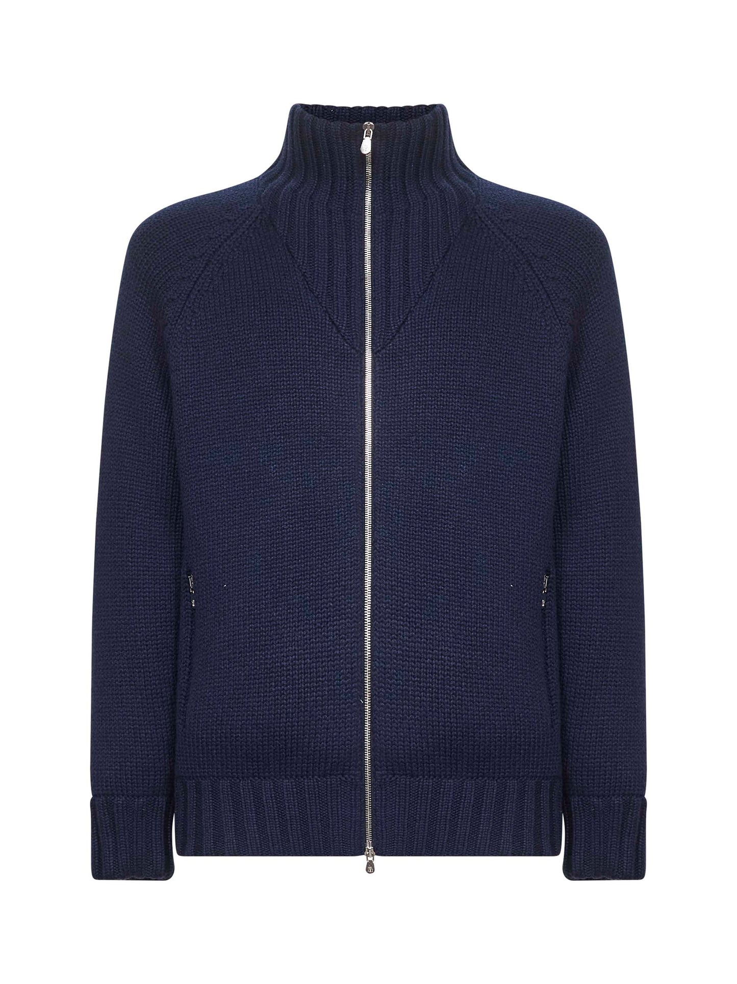 Blue cashmere knit padded jacket