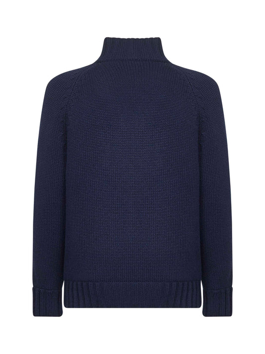 Blue cashmere knit padded jacket