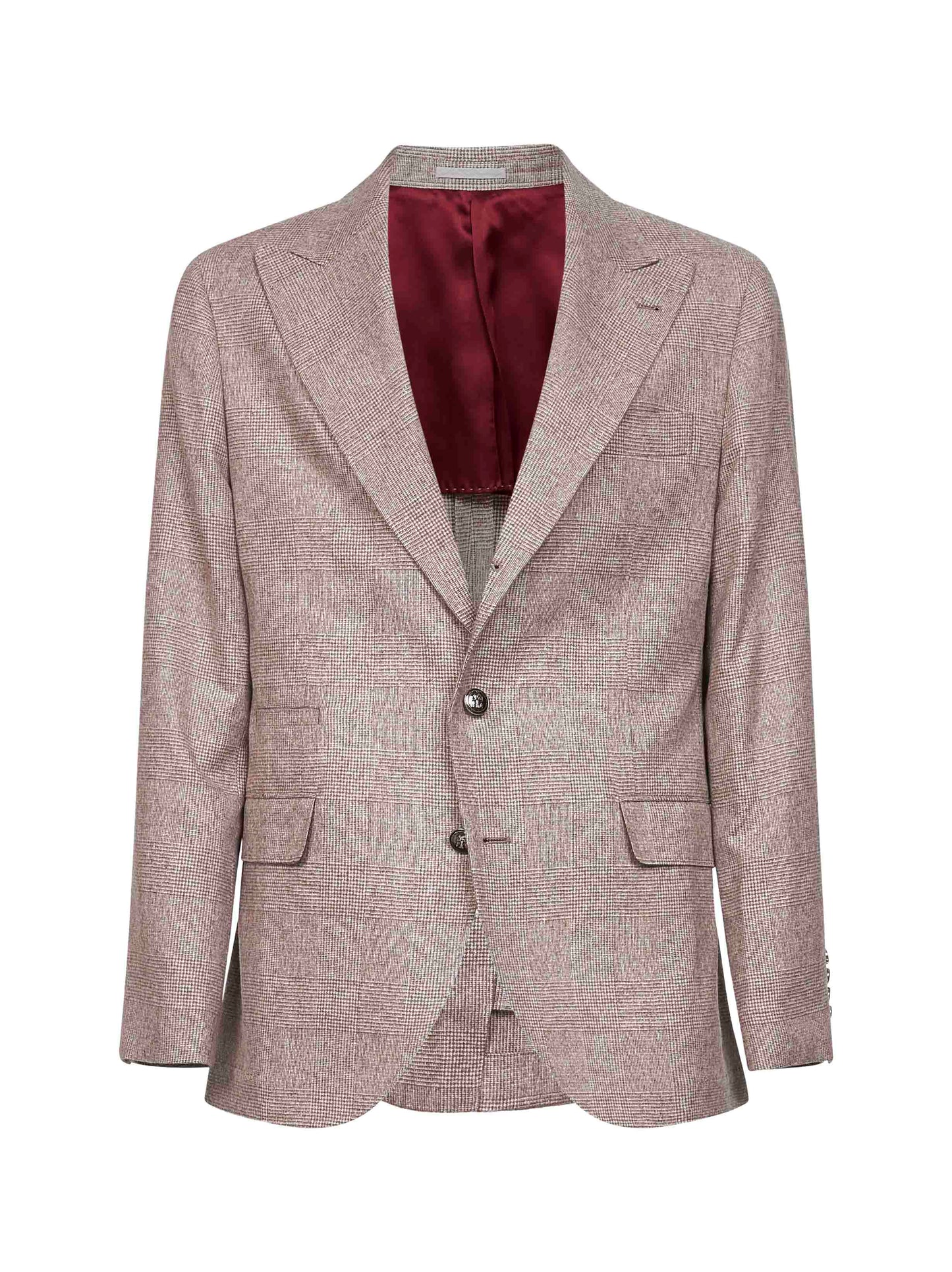 Beige Prince of Wales flannel deconstructed blazer