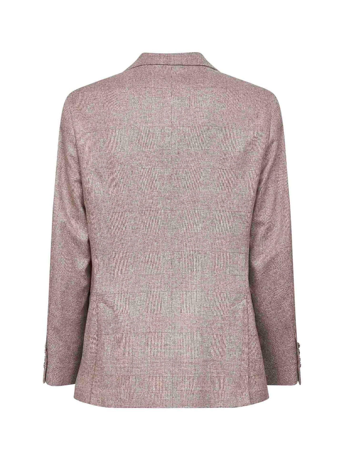 Beige Prince of Wales flannel deconstructed blazer