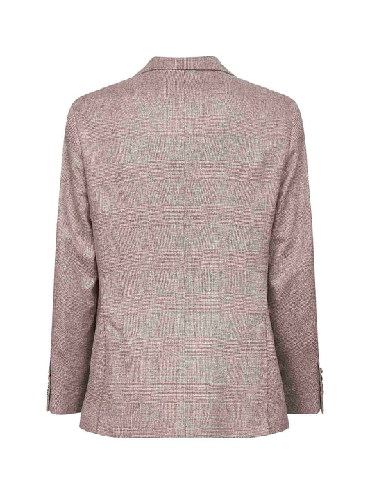 Beige Prince of Wales flannel deconstructed blazer