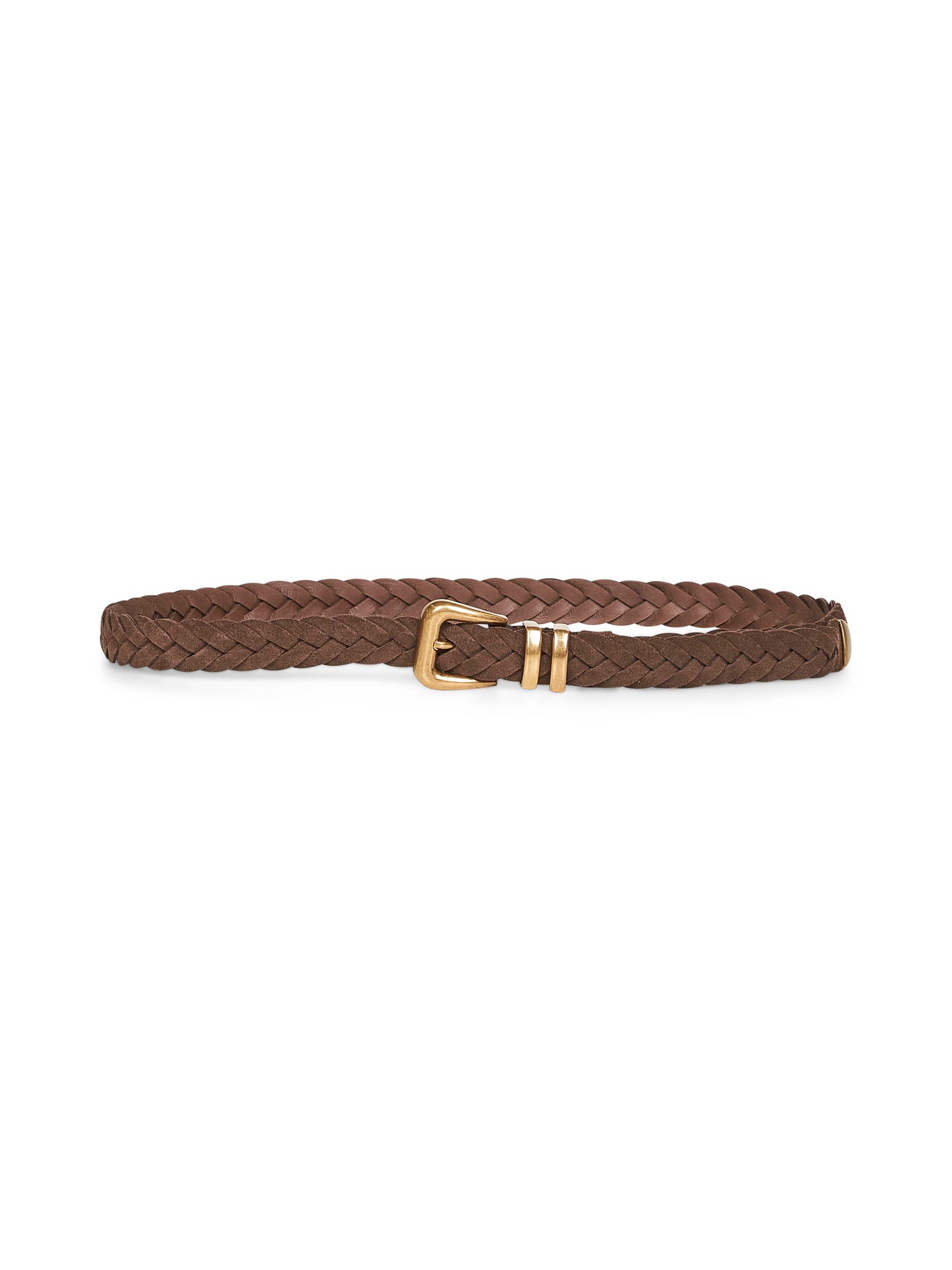 Brown woven reversed calfskin belt