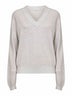 Grey Sparkling cotton blend knit V-neck sweater