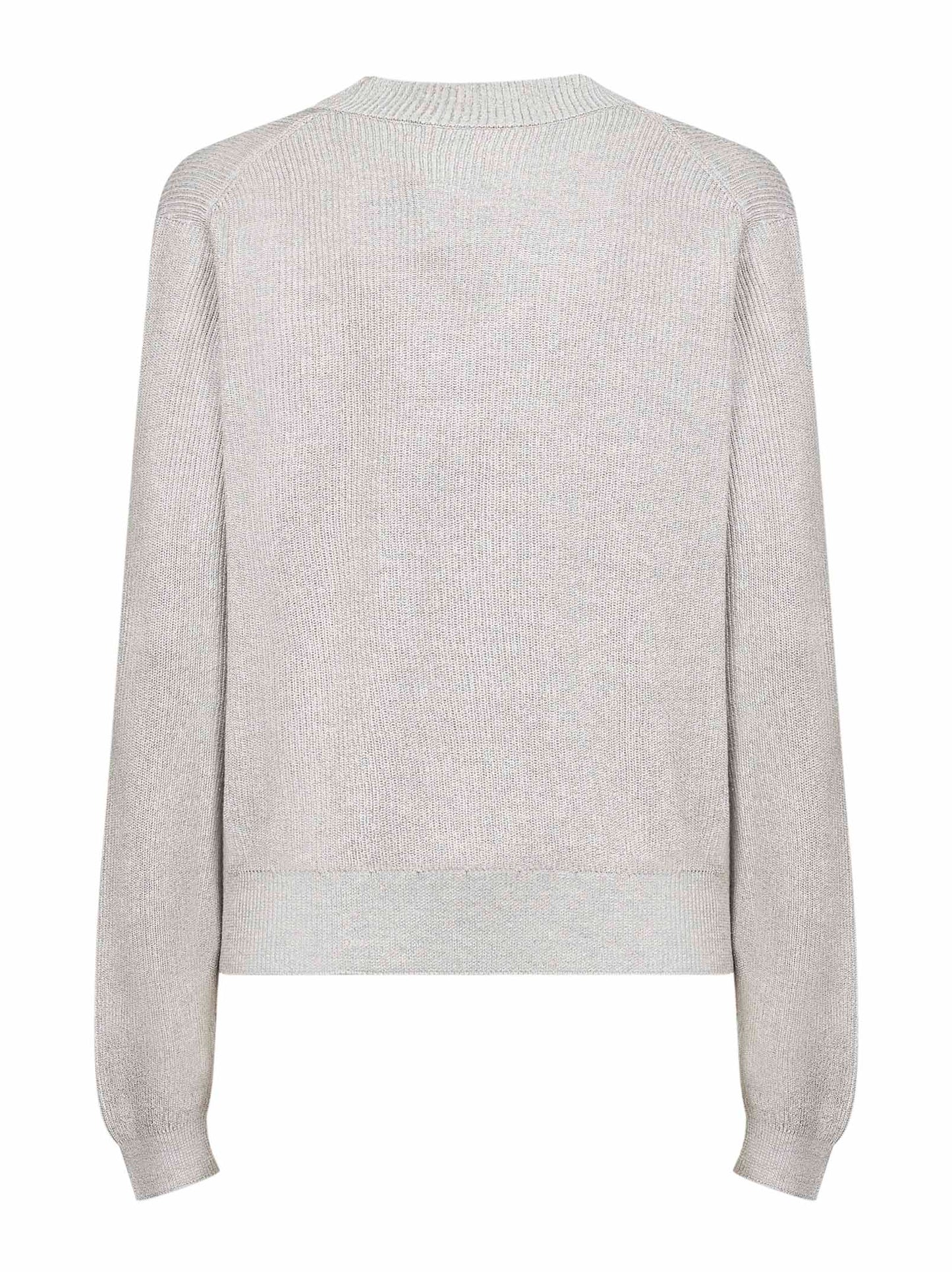 Grey Sparkling cotton blend knit V-neck sweater