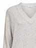 Grey Sparkling cotton blend knit V-neck sweater