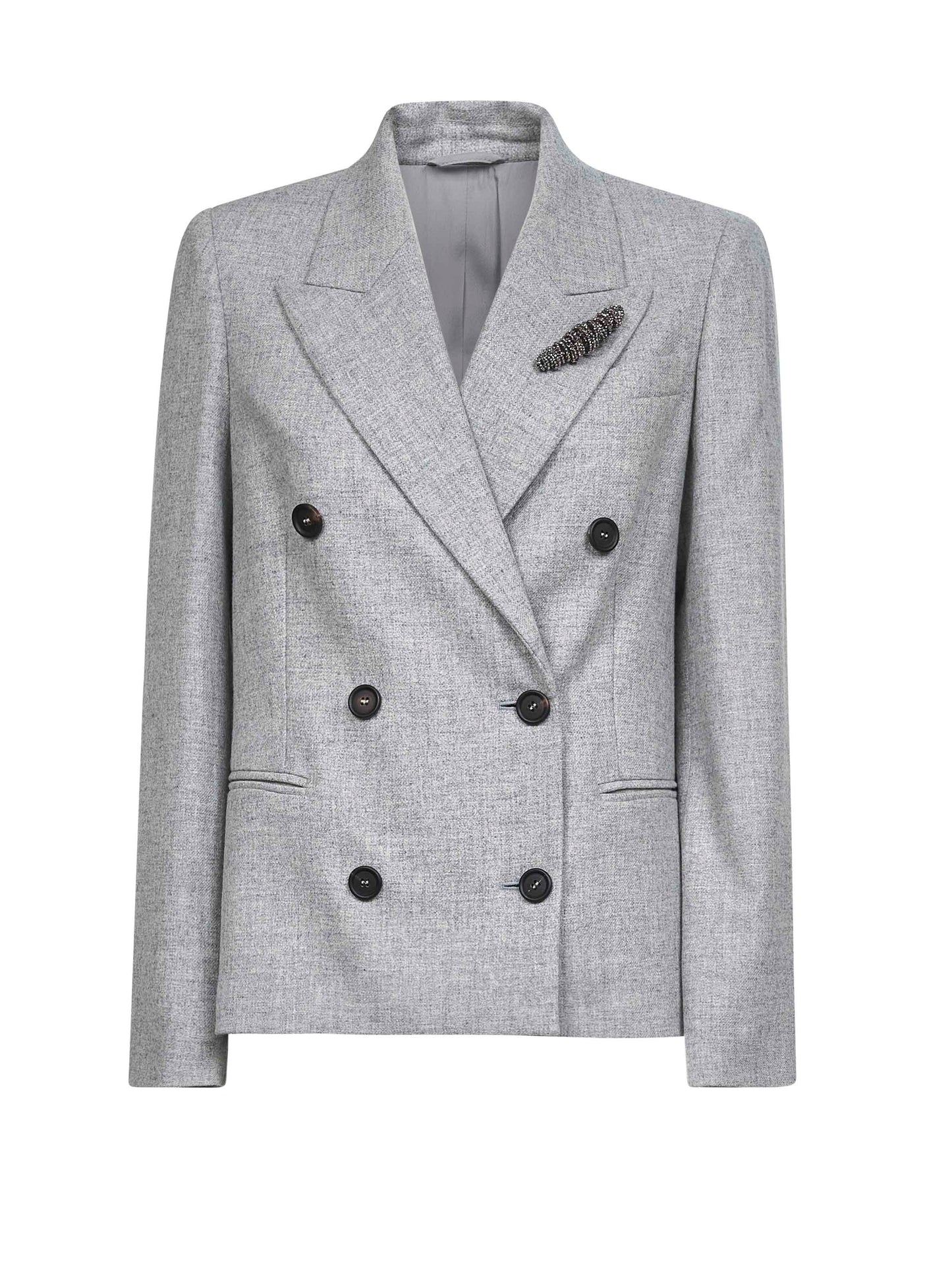 Grey flannel double-breasted blazer
