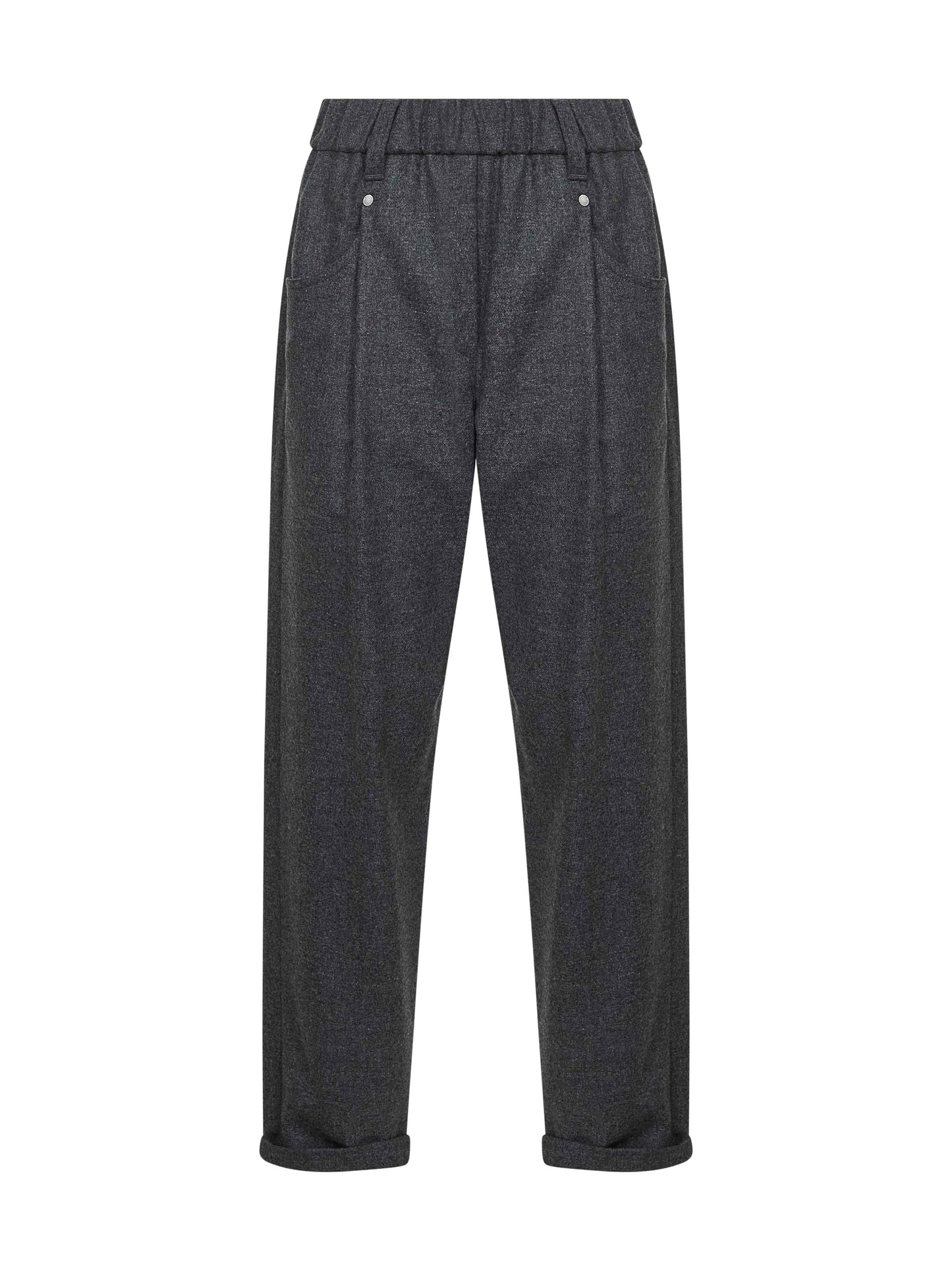 Pantaloni Baggy in lana e cashmere piombo