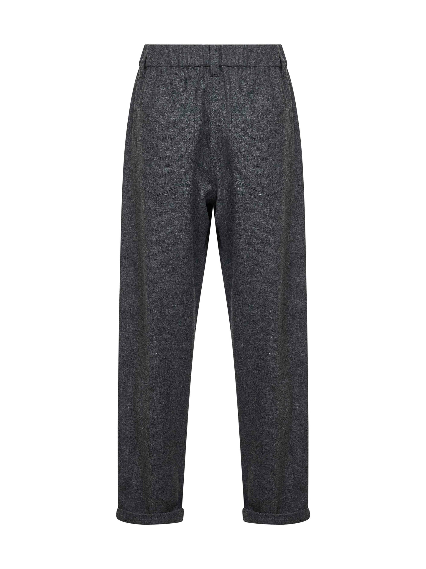 Pantaloni Baggy in lana e cashmere piombo