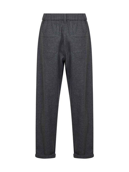 Pantaloni Baggy in lana e cashmere piombo