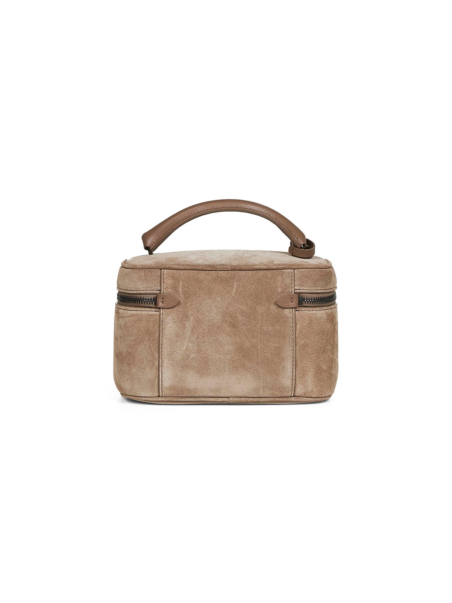 Taupe vanity bag with shoulder strap