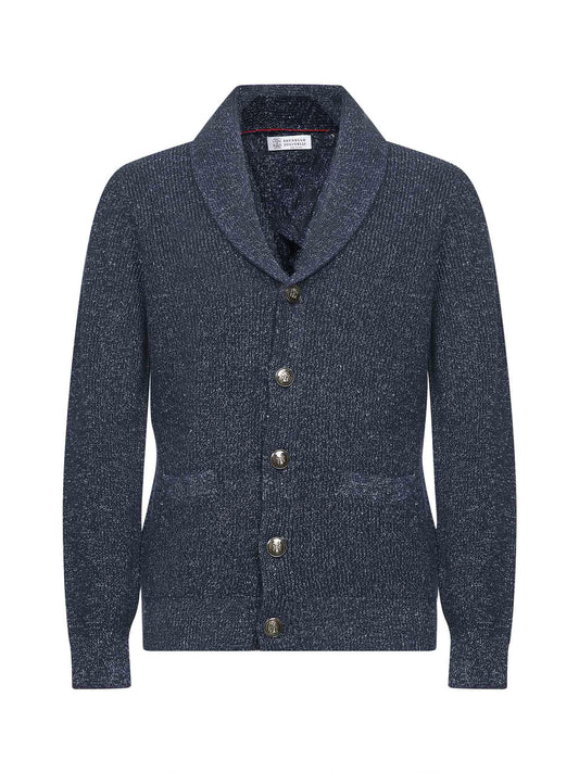 Blue chiné knit cardigan