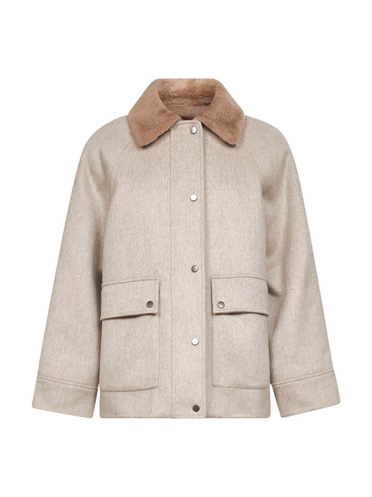Blouson in cashmere greige con gilet rimovibile