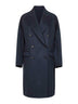 Blue cashmere double-breasted cocoon coat