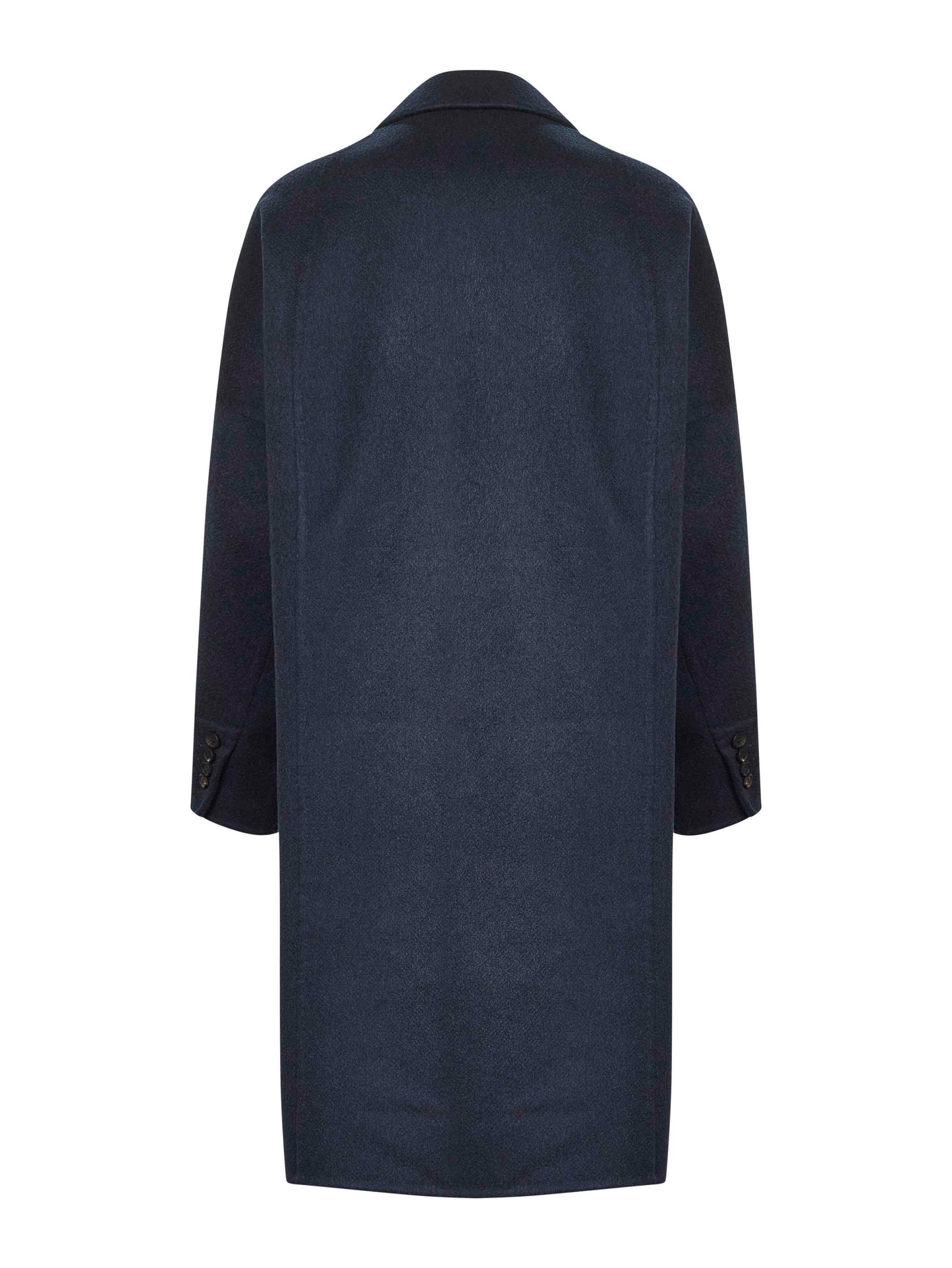 Blue cashmere double-breasted cocoon coat