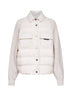Piumino in tela e maglia avorio con Shiny Flap Detail