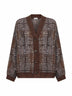 Cardigan Jacquard con Dazzling Check Embroidery marrone