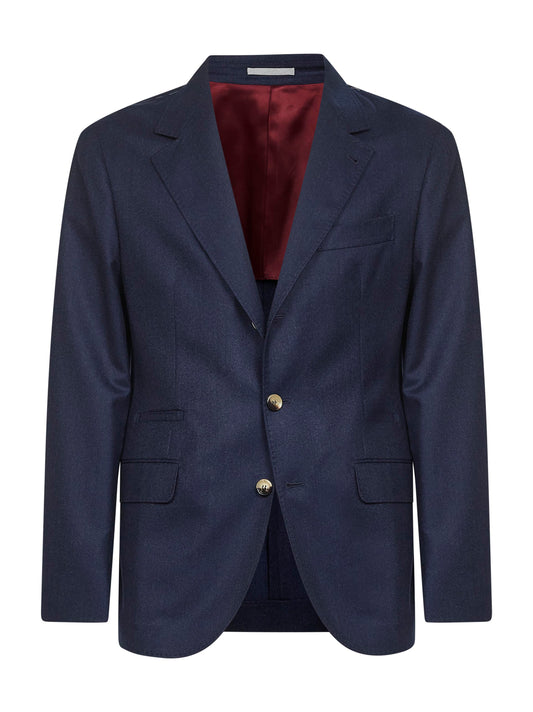 Blue flannel deconstructed blazer