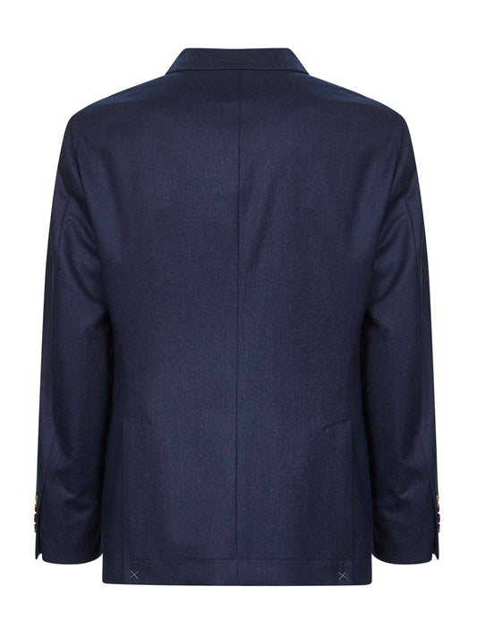 Blue flannel deconstructed blazer