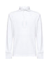 White cotton piquet long-sleeved polo shirt