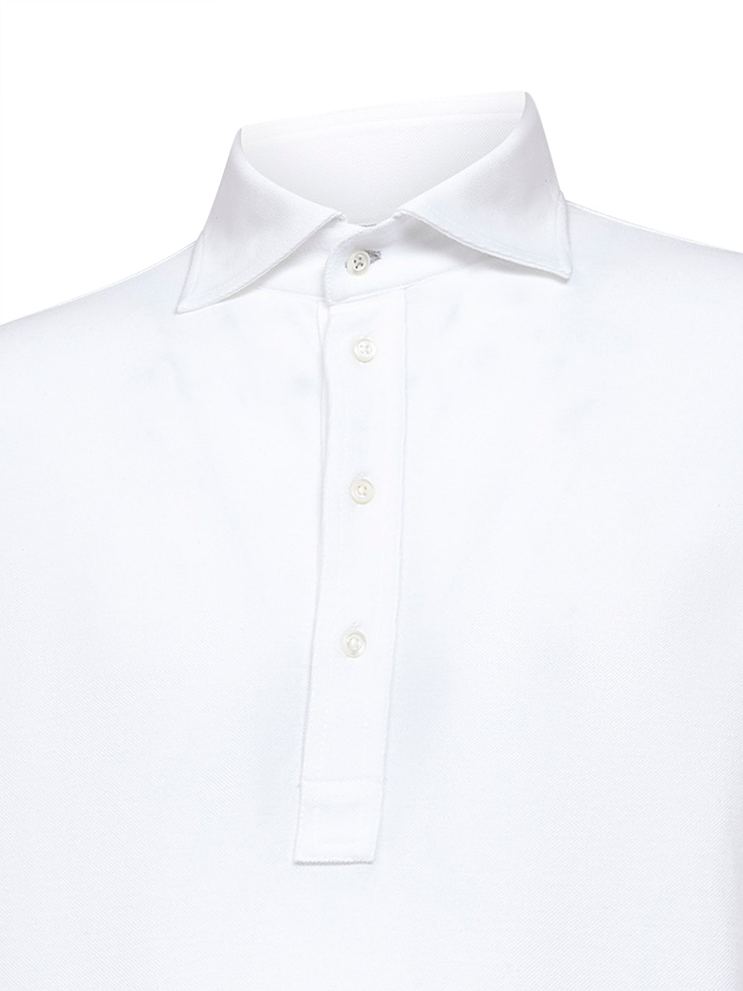 White cotton piquet long-sleeved polo shirt