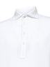 White cotton piquet long-sleeved polo shirt