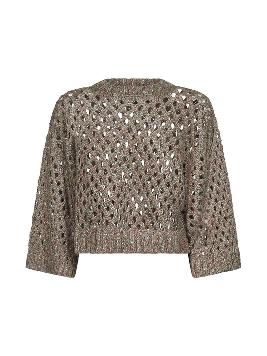 Gold silk and linen Dazzling Net sweater