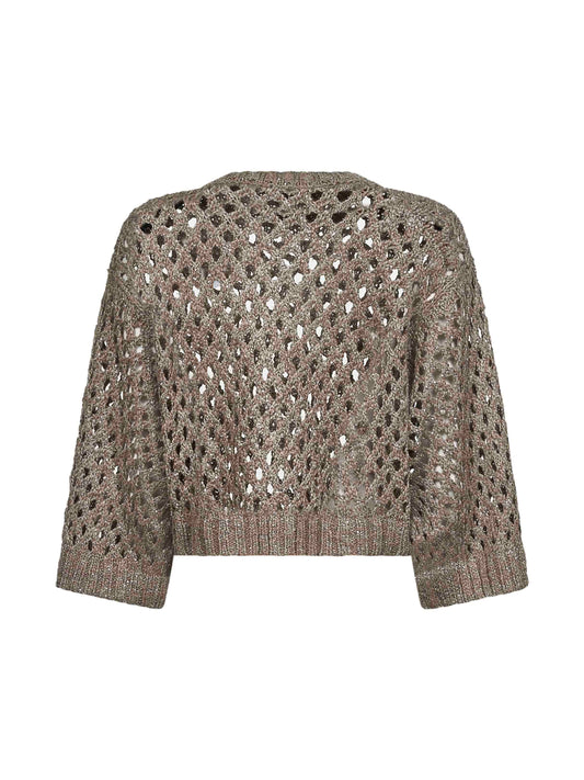 Gold silk and linen Dazzling Net sweater