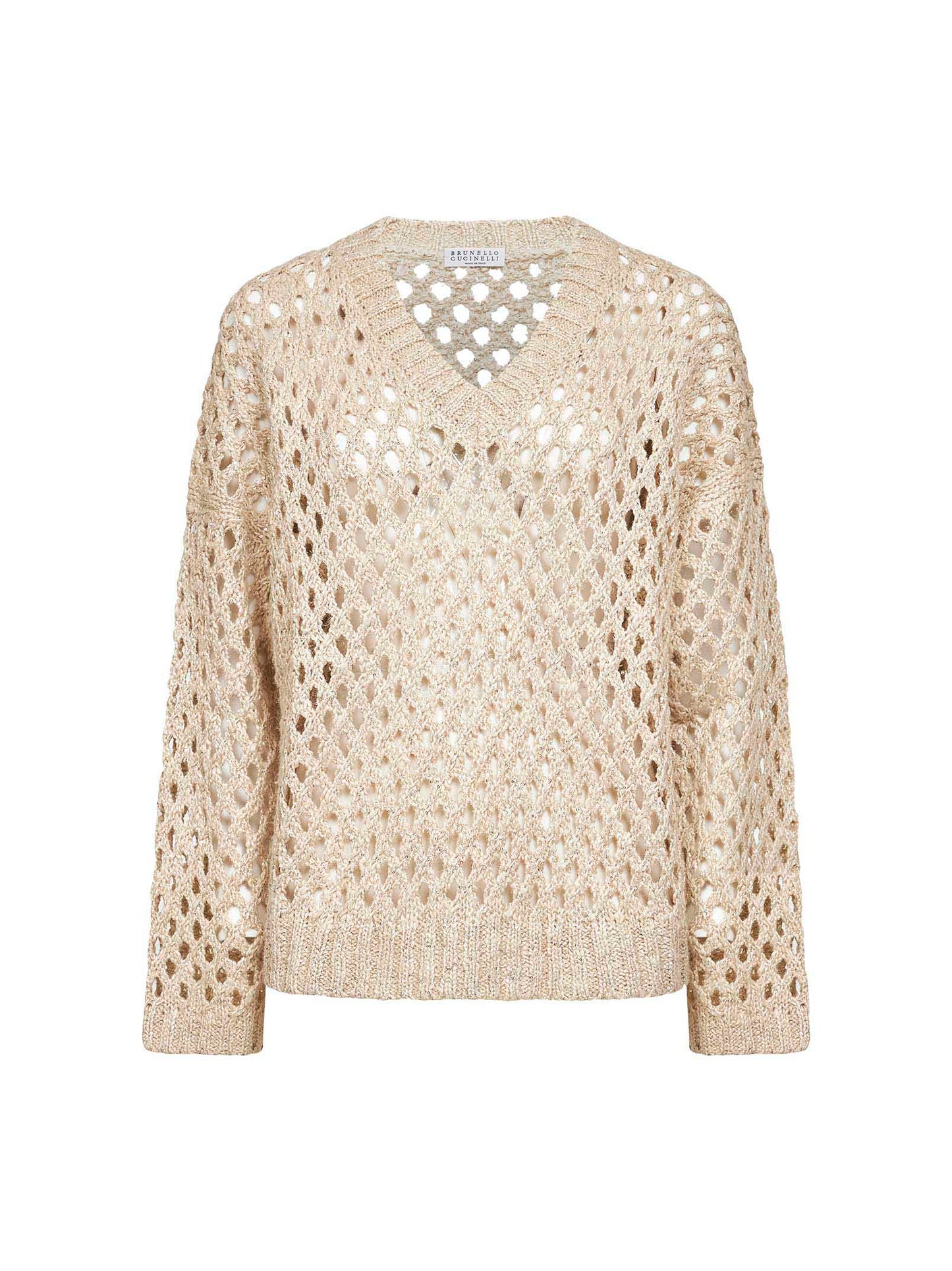 Beige silk and linen Dazzling Net sweater