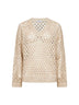 Beige silk and linen Dazzling Net sweater