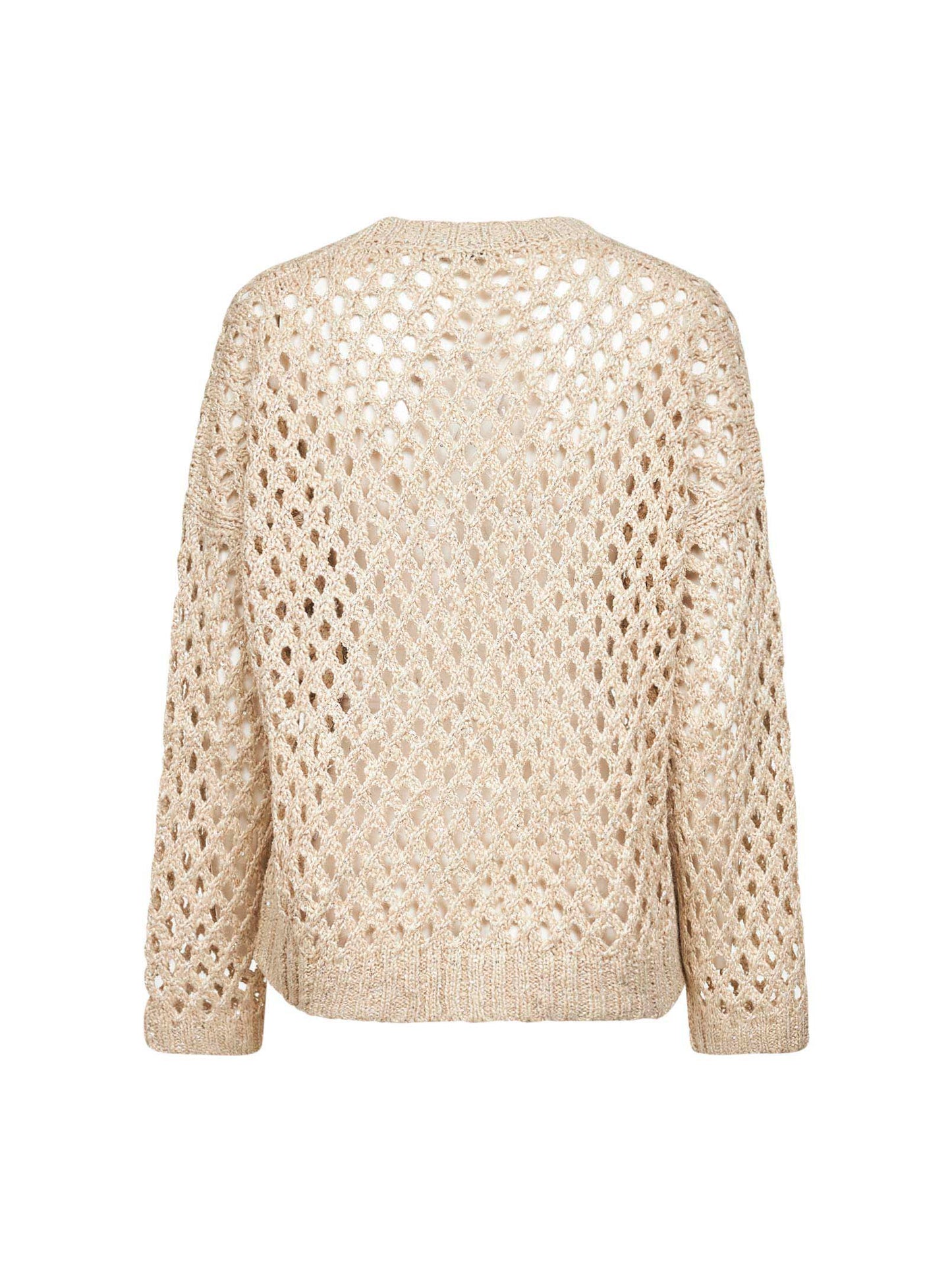 Beige silk and linen Dazzling Net sweater